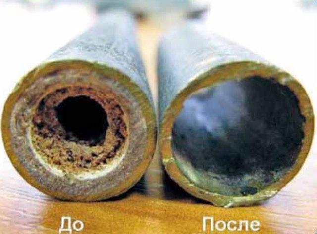 Трубки радиатора до и после промывки