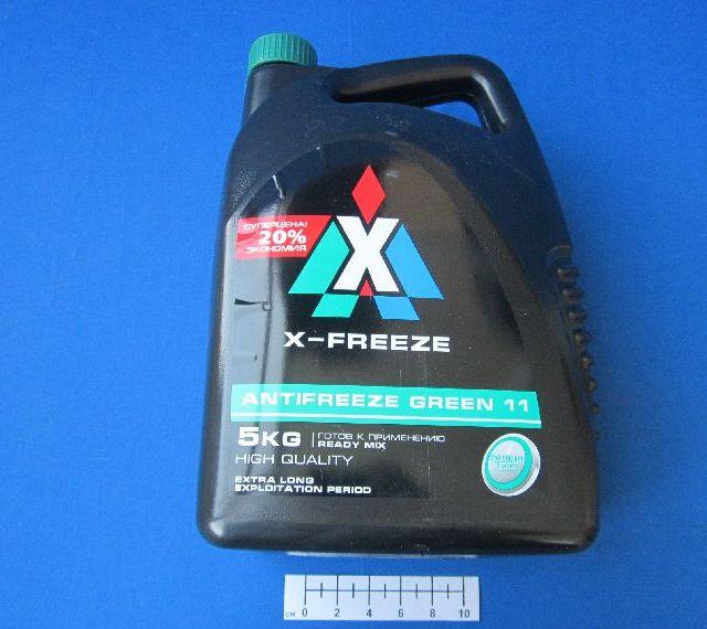 Хладагент X-Freeze зеленого цвета в пятилитровой упаковке Хладагент X-Freeze зеленого цвета в пятилитровой упаковке
