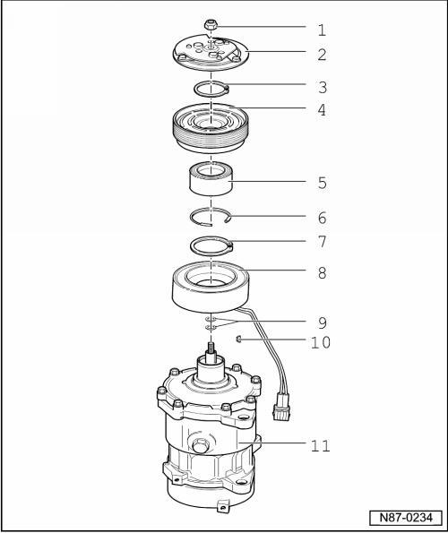 Устройство муфты кондиционера - подшипник номер «5»