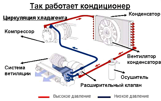 Принцип работы автомобильного кондиционера Принцип работы автомобильного кондиционера